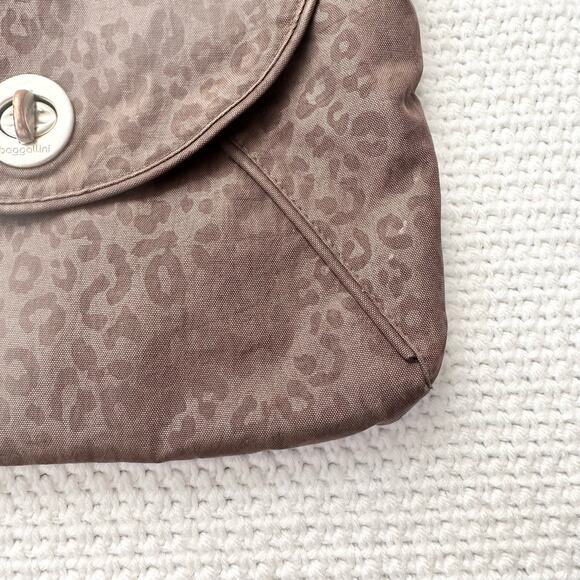 Baggalini Rio Brown Cheetah Crossbody Turnlock Flap Water Resistant Nylon Bag - Picture 5 of 9